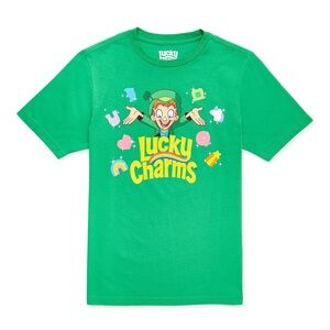 Lucky Charms Leprechaun Tee Boys 10-12 Green Graphic Retro Cereal
